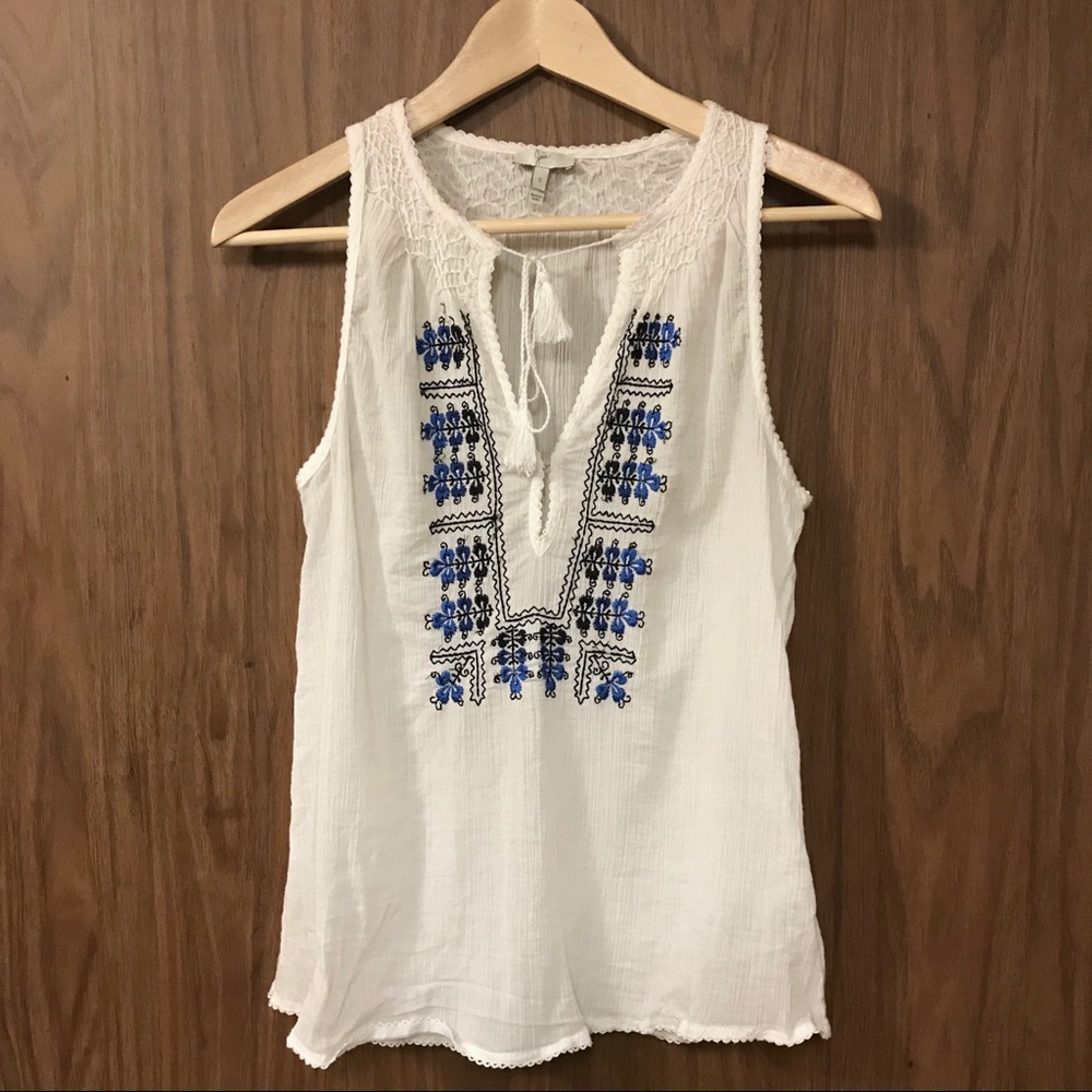 Joie Embroidered Tank with tassel